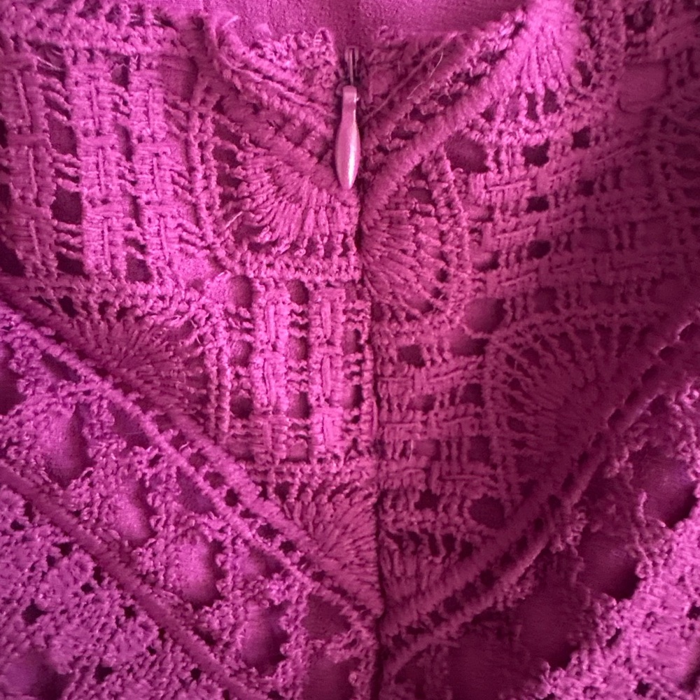 New Medium Adelyn Rae Purple Berry Lace Open Back Romper - Picture 7 of 16